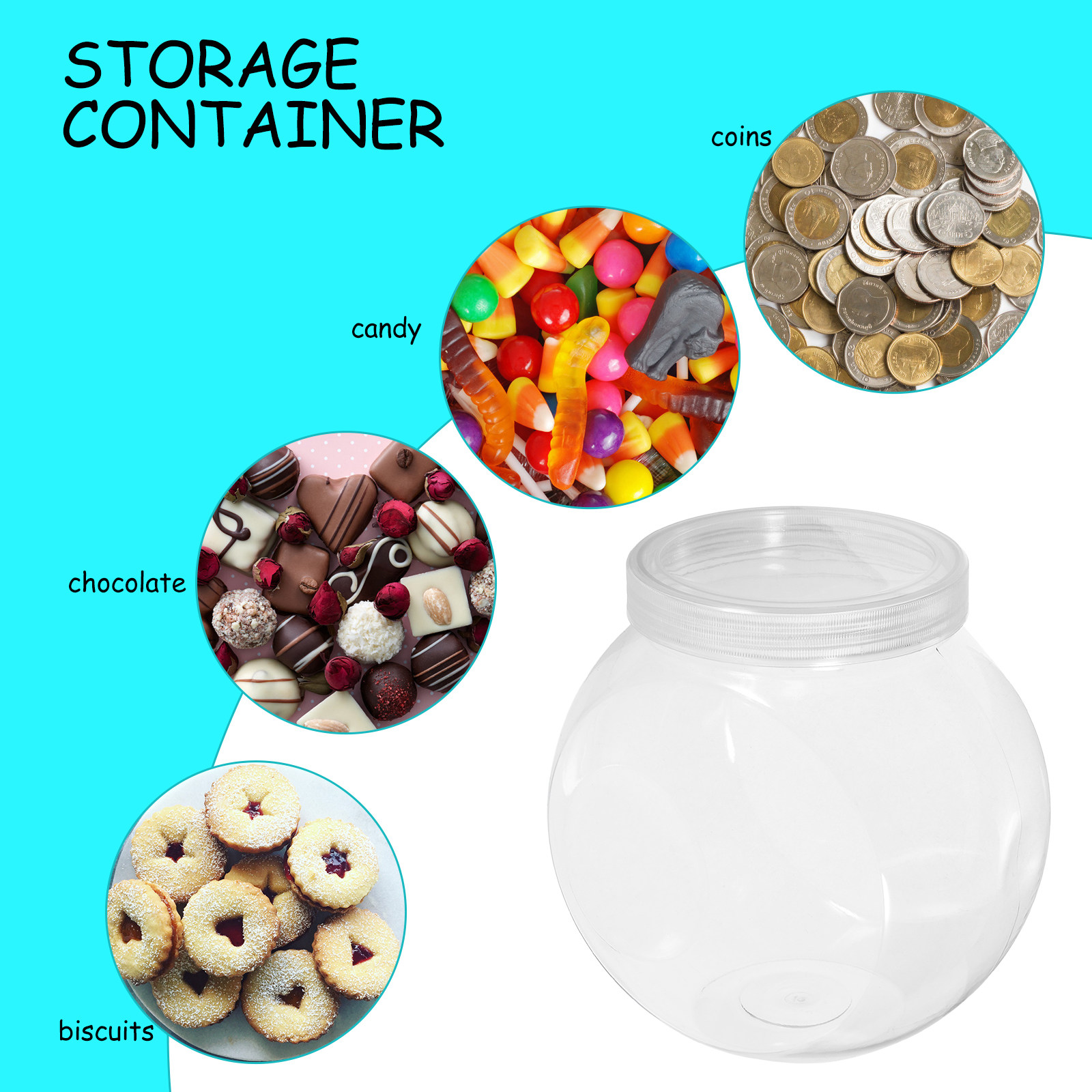3 pots à bonbons transparents  - Food Snacks Candy avis et prix