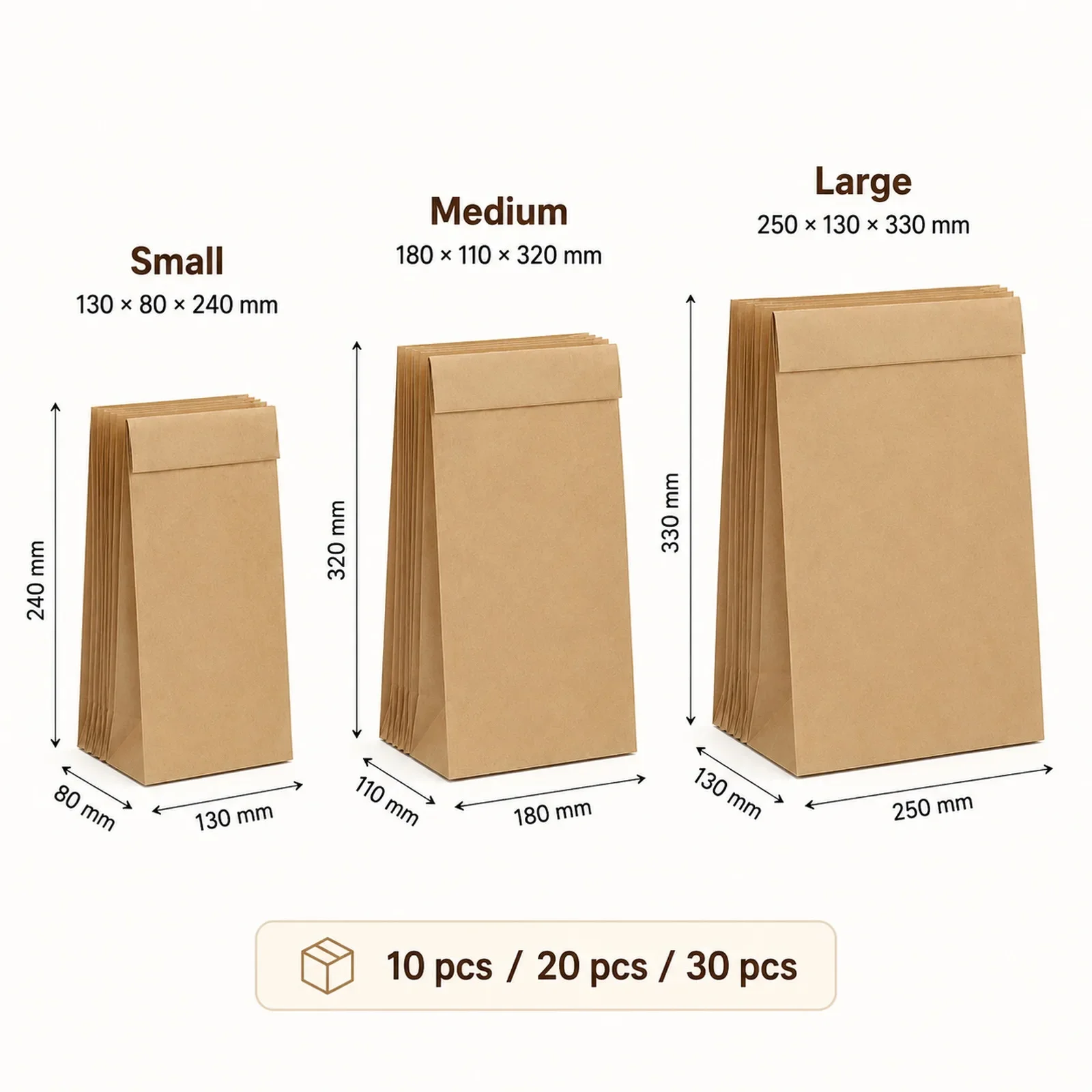 10-30 sacs en papier kraft bru - Food Snacks Candy avis et prix