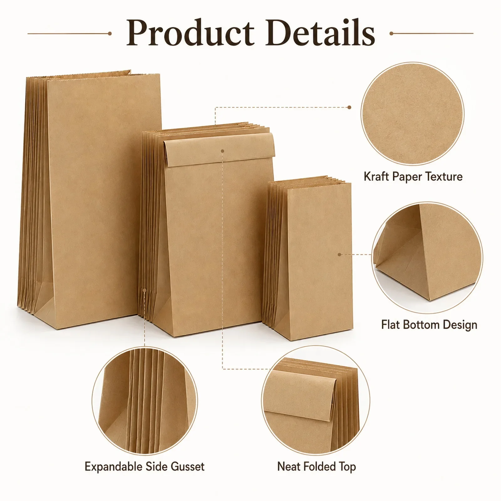 10-30 sacs en papier kraft bru - Food Snacks Candy avis et prix